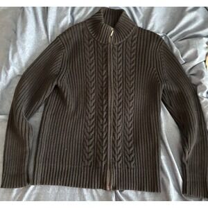 Black LandsEnd Small Womens Thick Zip Up Sweater jacket cozy